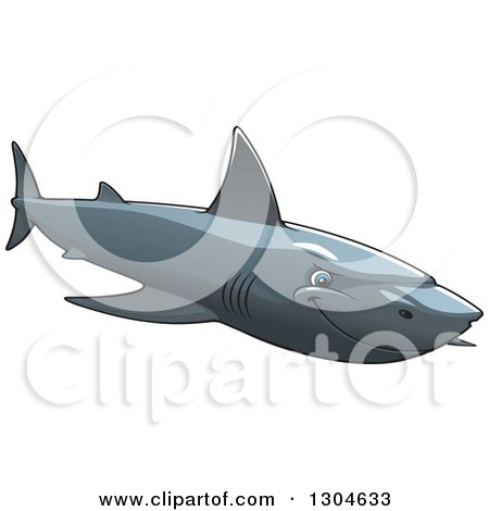 Clipart of a Tough Shark Swimming to the Right - Royalty Free Vector Illustration by Vector Tradition SM