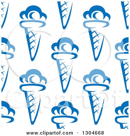 Clipart of a Seamless Background Pattern of Blue Waffle Ice Cream Cones - Royalty Free Vector Illustration by Vector Tradition SM