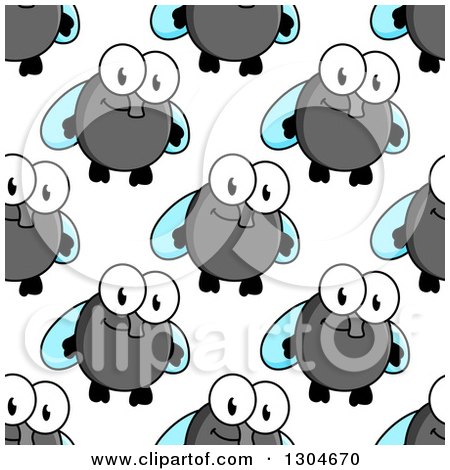 Clipart of a Seamless Background Pattern of Happy Cartoon Flies 2 - Royalty Free Vector Illustration by Vector Tradition SM