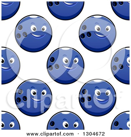 Clipart of a Seamless Background Pattern of Blue Bowling Ball Characters - Royalty Free Vector Illustration by Vector Tradition SM