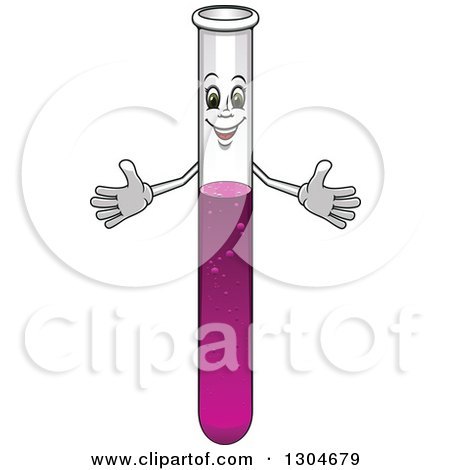 Clipart of a Welcoming Cartoon Laboratory Flask Character with Pink Liquid - Royalty Free Vector Illustration by Vector Tradition SM