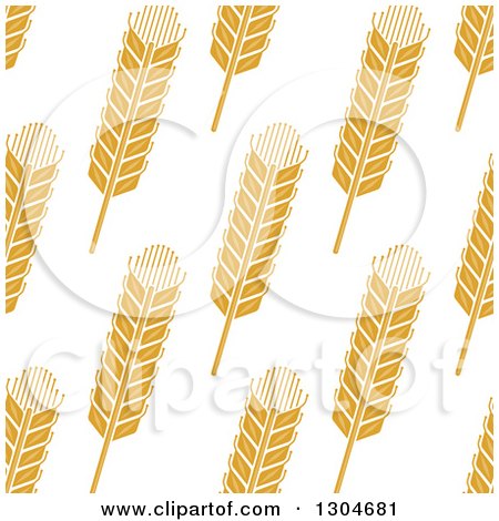 Clipart of a Seamless Background Patterns of Gold Wheat on White 2 - Royalty Free Vector Illustration by Vector Tradition SM
