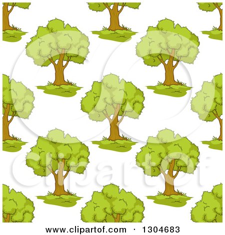 Clipart of a Seamless Lush Green Tree Background Pattern 2 - Royalty Free Vector Illustration by Vector Tradition SM