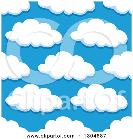 Clipart of a Seamless Pattern Background of Puffy Clouds in a Blue Sky 5 - Royalty Free Vector Illustration by Vector Tradition SM