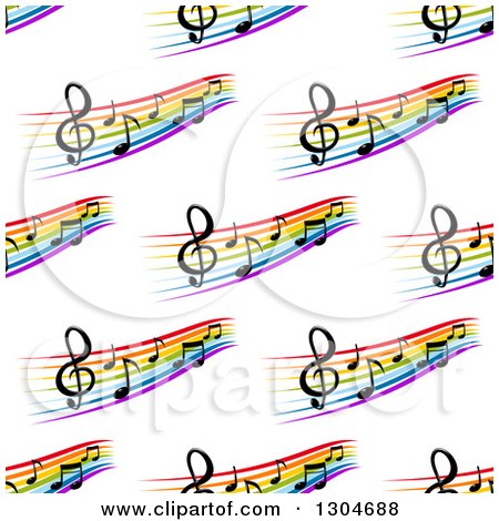 Clipart of a Seamless Background Pattern of Colorful Staffs and Music Notes 2 - Royalty Free Vector Illustration by Vector Tradition SM
