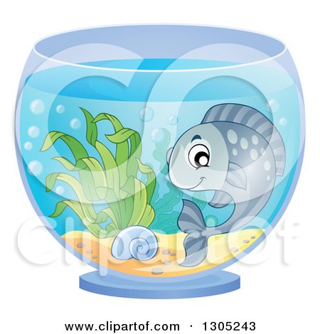 Clipart of a Happy Pet Fish in a Bowl - Royalty Free Vector Illustration by visekart