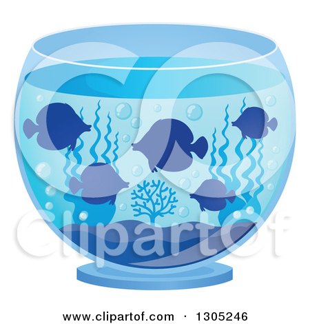 Clipart of Silhouetted Pet Tang Fish in a Bowl - Royalty Free Vector Illustration by visekart