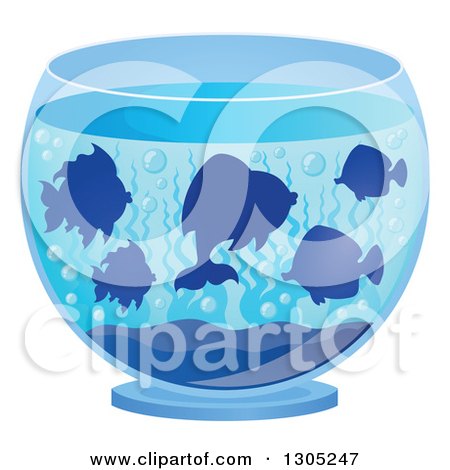 Clipart of Silhouetted Pet Fish in a Bowl - Royalty Free Vector Illustration by visekart
