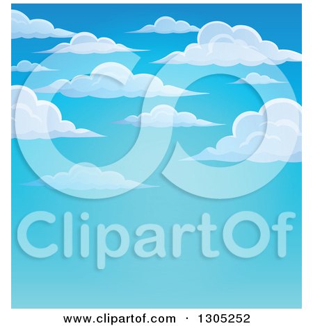 Clipart of a Puffy White Cloud and Blue Sky Background with Text Copy Space - Royalty Free Vector Illustration by visekart
