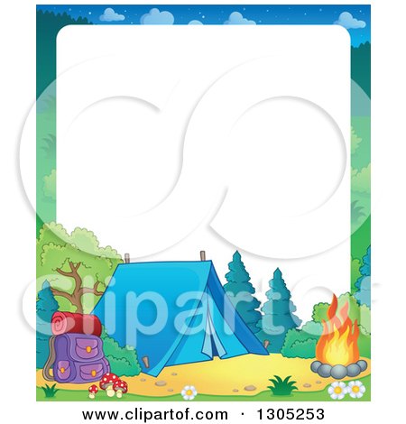 Clipart of a Border of a Forest Camp Site - Royalty Free Vector Illustration by visekart