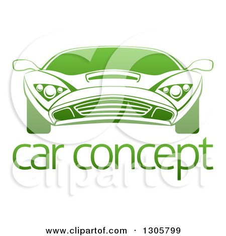 Clipart of a Gradient Green Sports Car over Sample Text - Royalty Free Vector Illustration by AtStockIllustration