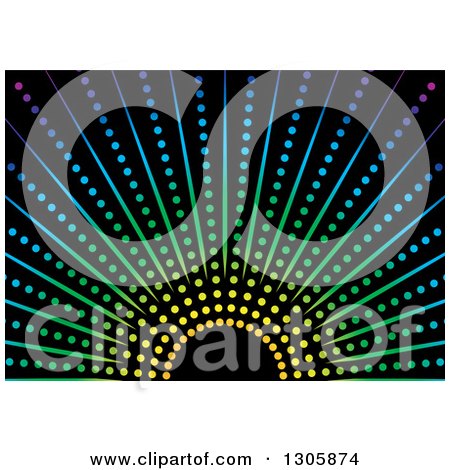 Clipart of a Colorful Background of Dots Forming an Arch over Black - Royalty Free Vector Illustration by dero