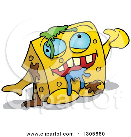 Clipart of a Cartoon Yellow Garbage Monster Giving a Thumb up - Royalty Free Vector Illustration by dero