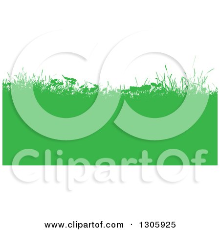 Clipart of a Green Silhouetted Hill with Weeds and Grasses Against White - Royalty Free Vector Illustration by KJ Pargeter
