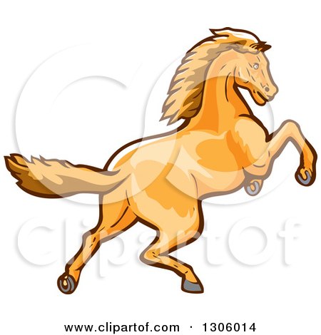 Clipart of a Young Colt Horse Rearing or Running - Royalty Free Vector Illustration by patrimonio