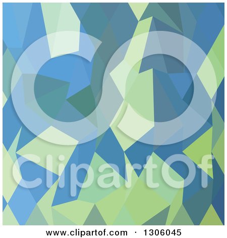 Clipart of a Low Poly Abstract Geometric Background of Lime Green and Blue - Royalty Free Vector Illustration by patrimonio