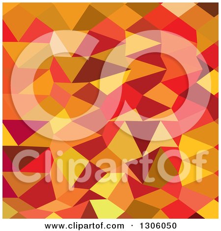Clipart of a Low Poly Abstract Geometric Background of Coquelicot Red - Royalty Free Vector Illustration by patrimonio