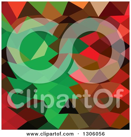 Clipart of a Low Poly Abstract Geometric Background of Red and Bice Green - Royalty Free Vector Illustration by patrimonio