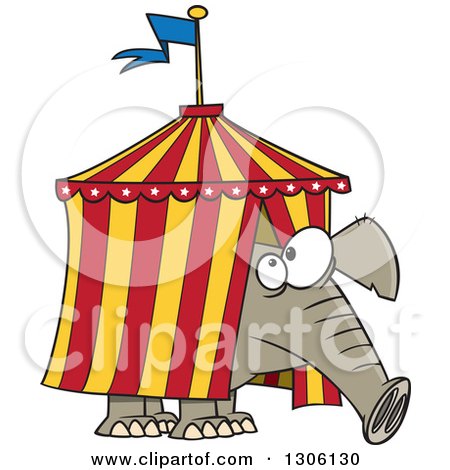 Cartoon Circus Elephant Stuck in a Big Top Tent Posters, Art Prints by -  Interior Wall Decor #1306130