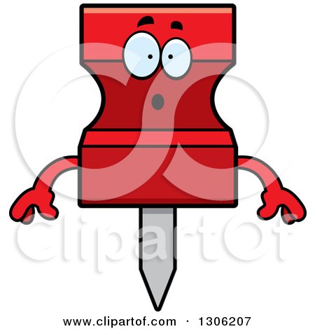 Clipart of a Cartoon Surprised Red Push Pin Character Gasping - Royalty Free Vector Illustration by Cory Thoman