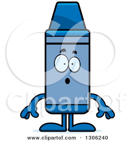 Clipart of a Cartoon Surprised Blue Crayon Character Gasping - Royalty Free Vector Illustration by Cory Thoman