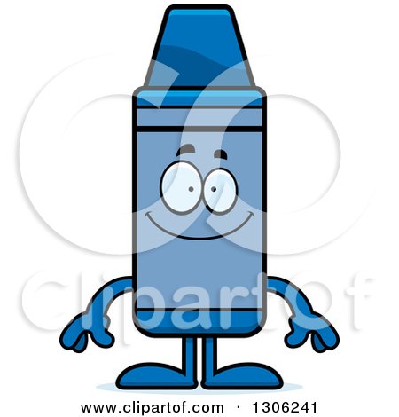 Clipart of a Cartoon Happy Blue Crayon Character Smiling - Royalty Free Vector Illustration by Cory Thoman