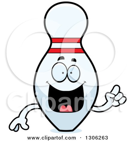 Clipart of a Cartoon Happy Smart Bowling Pin Character with an Idea - Royalty Free Vector Illustration by Cory Thoman