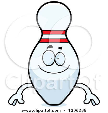 Clipart of a Cartoon Happy Bowling Pin Character Smiling - Royalty Free Vector Illustration by Cory Thoman