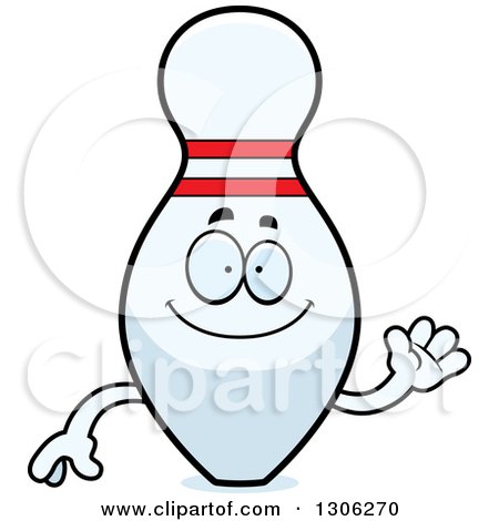 Clipart of a Cartoon Friendly Bowling Pin Character Waving - Royalty Free Vector Illustration by Cory Thoman