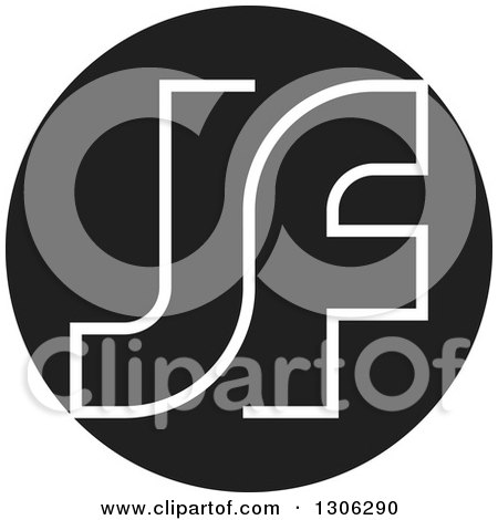 Clipart of a Round Black and White Abstract Letter Alphabet JSF Design - Royalty Free Vector Illustration by Lal Perera