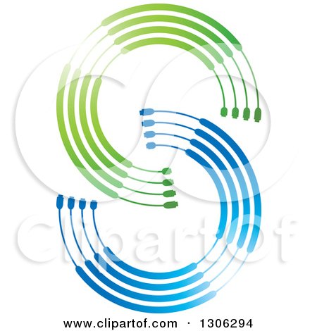 Clipart of a Green and Blue Abstract Circle Letter Alphabet S Design - Royalty Free Vector Illustration by Lal Perera