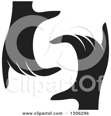 Clipart of a Pair of Black Silhouetted Hands Forming Letter S - Royalty Free Vector Illustration by Lal Perera
