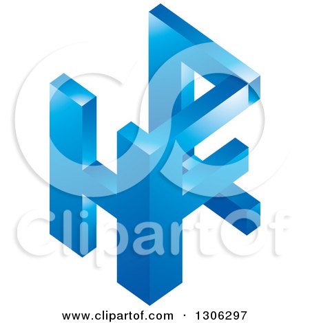 Clipart of a 3d Blue Abstract Letter HFC Alphabet Design - Royalty Free Vector Illustration by Lal Perera