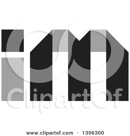 Clipart of a Grayscale Letter IM Alphabet Design - Royalty Free Vector Illustration by Lal Perera