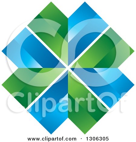 Clipart of a Blue and Green X - Royalty Free Vector Illustration by Lal Perera