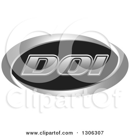 Clipart of a Black and Silver Oval with DOI Letters - Royalty Free Vector Illustration by Lal Perera