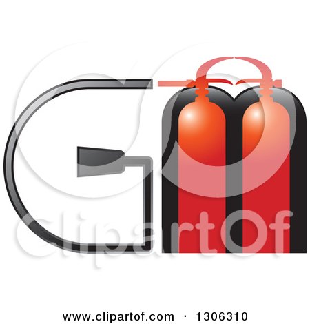 Clipart of Red Fire Extinguishers and Alphabet Letters GM - Royalty Free Vector Illustration by Lal Perera