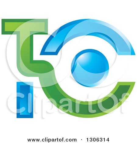 Clipart of an Abstract Green Adn Blue Alphabet Letter TC Logo - Royalty Free Vector Illustration by Lal Perera