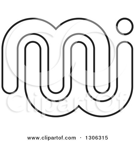 Clipart of an Abstract Black and White Outline Alphabet Letter MW Logo - Royalty Free Vector Illustration by Lal Perera