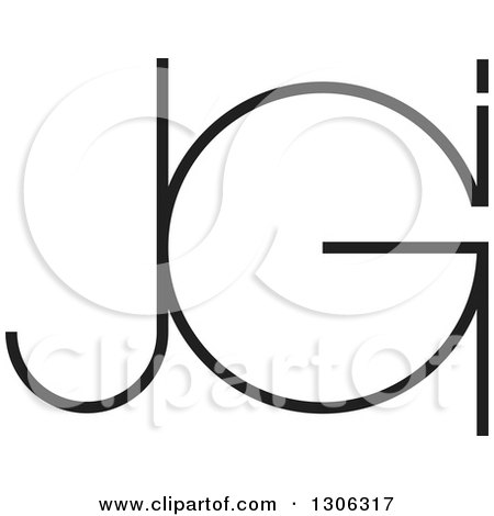 Clipart of a Black Abstract Alphabet Letter JGI Logo - Royalty Free Vector Illustration by Lal Perera