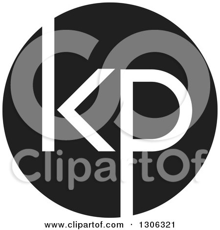 Clipart of a Black and White Alphabet Letter KP Circle Logo - Royalty Free Vector Illustration by Lal Perera