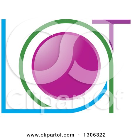Clipart of an Abstract Blue Green and Purple Alphabet Letter LAT Logo - Royalty Free Vector Illustration by Lal Perera