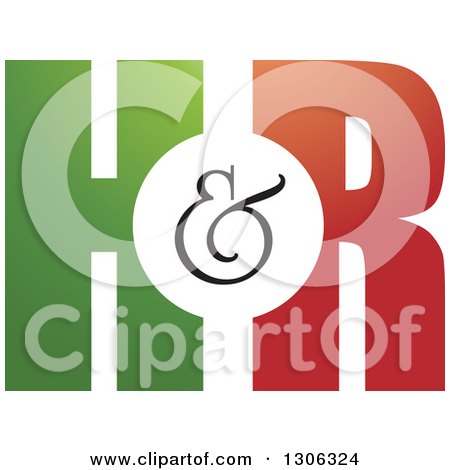 Clipart of a Gradient Green and Red H and R Letter Alphabet Design - Royalty Free Vector Illustration by Lal Perera
