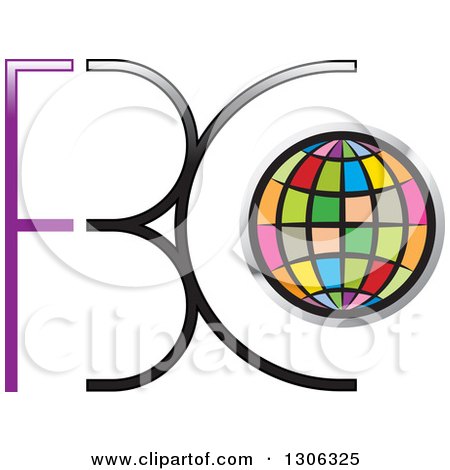 Clipart of a FBC Letter Logo with a Colorful Globe - Royalty Free Vector Illustration by Lal Perera
