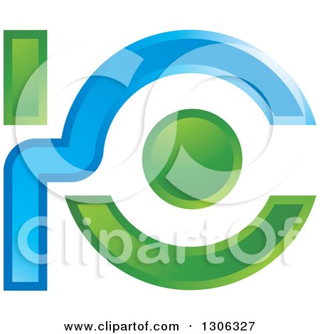Clipart of a Blue and Green Abstract Letter IC Logo - Royalty Free Vector Illustration by Lal Perera