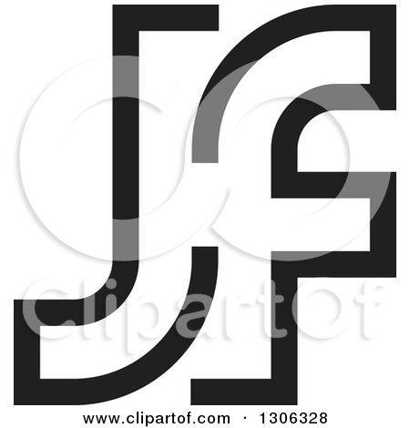 Clipart of a Black Abstract Alphabet Letter JF Logo - Royalty Free Vector Illustration by Lal Perera