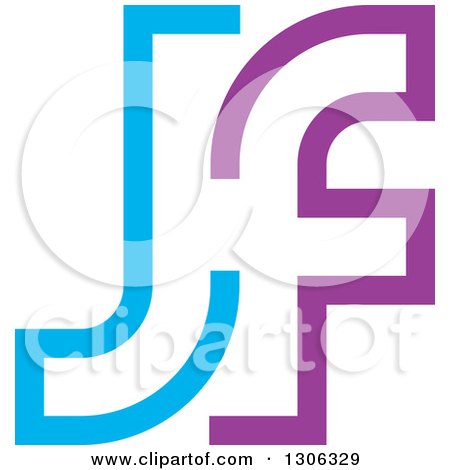 Clipart of a Blue and Purple Abstract Alphabet Letter JF Logo - Royalty Free Vector Illustration by Lal Perera