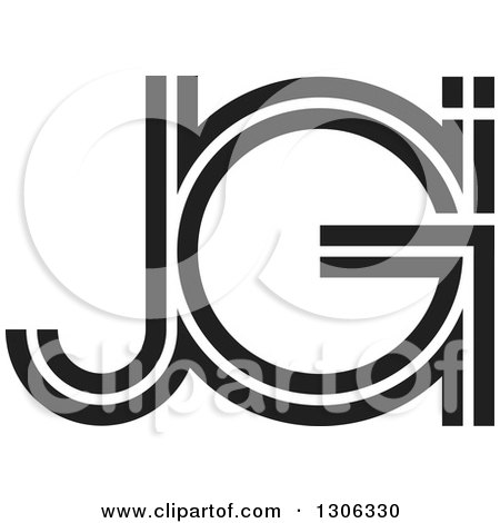 Clipart of a Black and White Abstract Alphabet Letter JGI Logo - Royalty Free Vector Illustration by Lal Perera