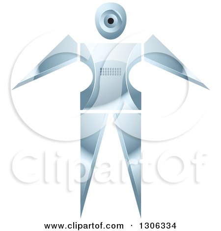Clipart of a Shiny Robotic Iron Woman with Open Arms - Royalty Free Vector Illustration by Lal Perera