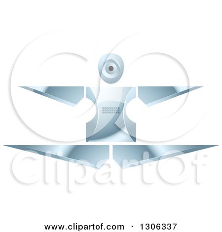 Clipart of a Shiny Robotic Iron Woman Jumping or Doing the Splits - Royalty Free Vector Illustration by Lal Perera